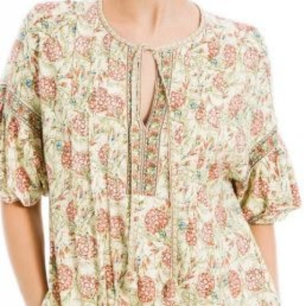 Max Studio Floral Puff Sleeve Shift Dress Misses Size Large